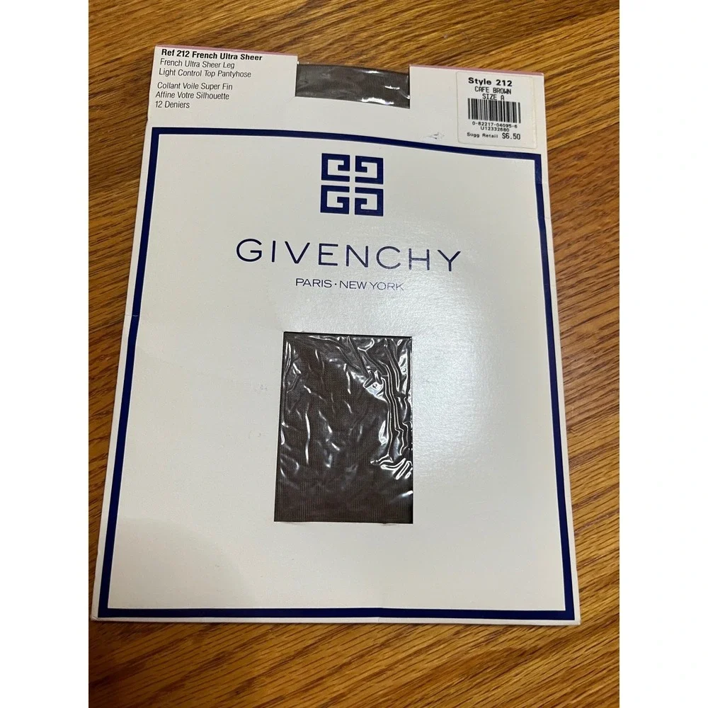 Givenchy French Ultra Sheer Pantyhose Cafe Brown Style 212 Size A Vintage 1990